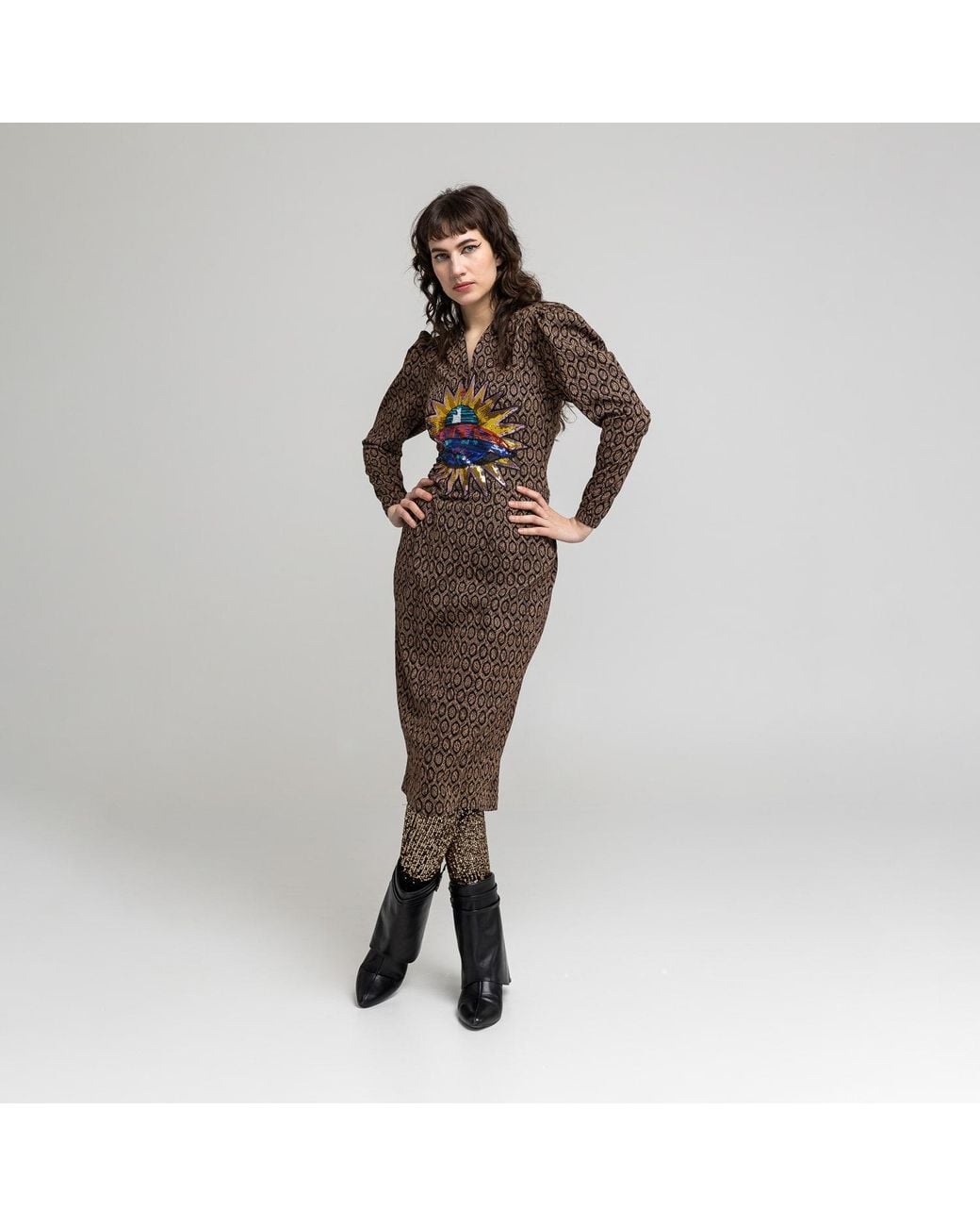 ARTISTA Brown Aurelia Midi Dress