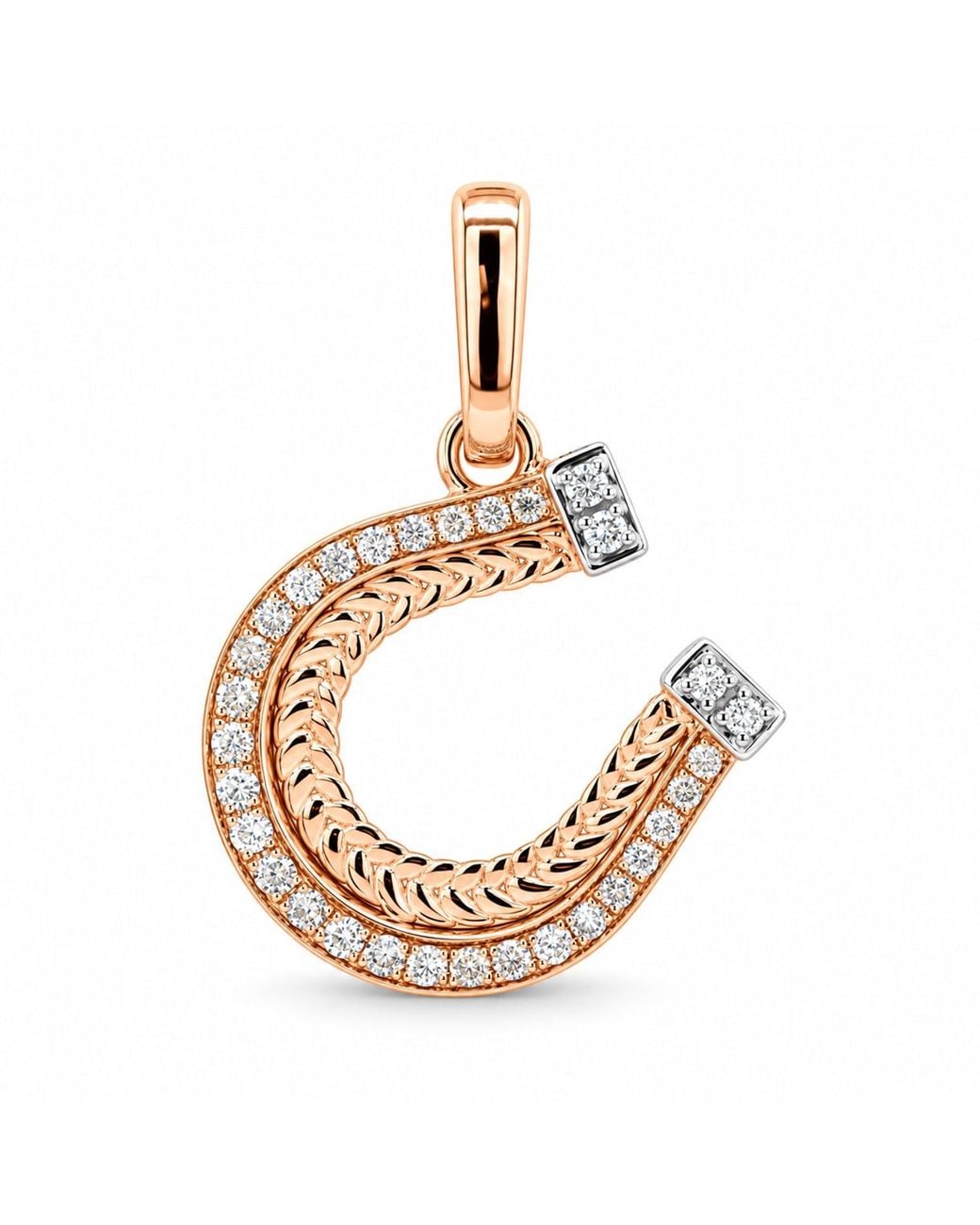 Artisan Metallic Rose 18K Rose & Diamond Horseshoe Pendant