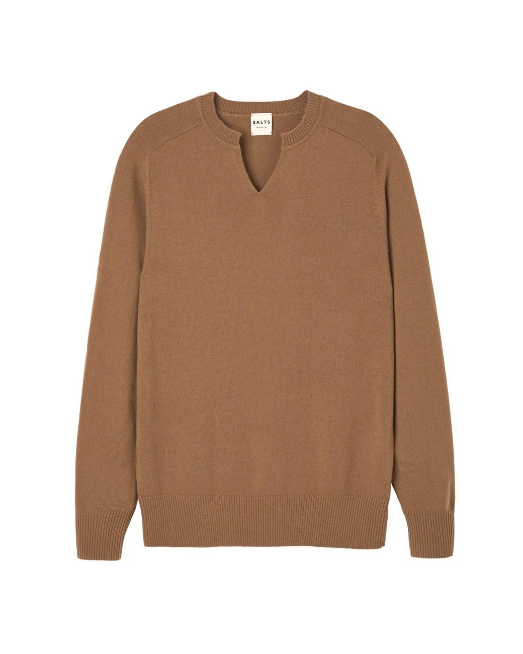 Salts Cashmere Brown Neutrals Split Crew Neck Sweater