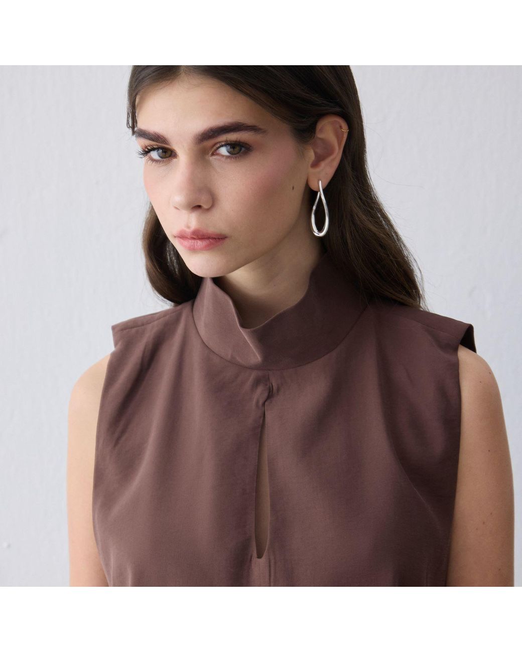 Thisisu Collection Brown Nara Cut-Out High-Neck Mini Dress –