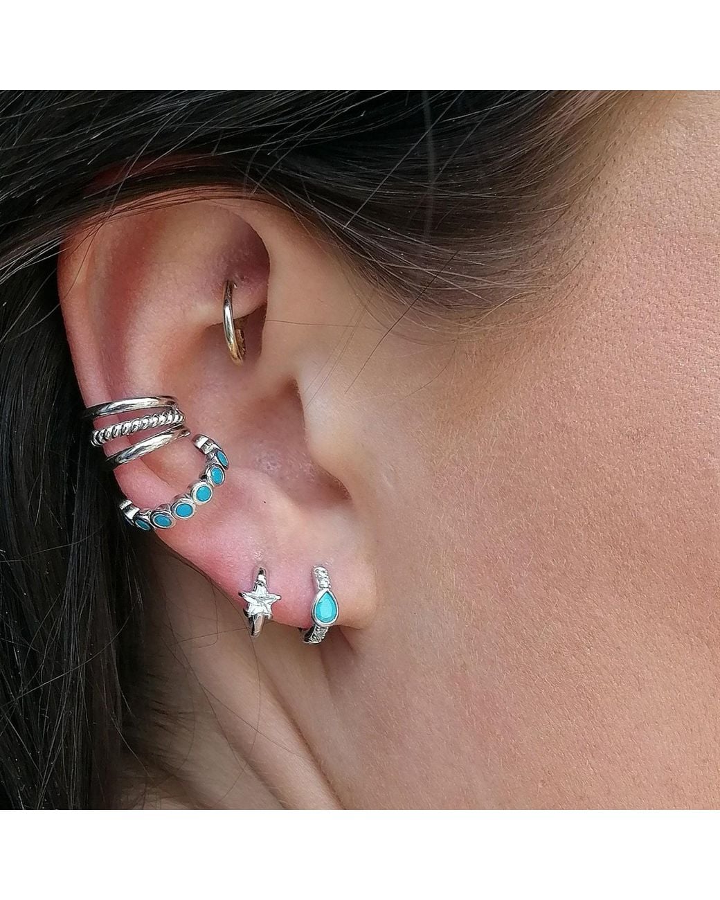 Scream Pretty Metallic Sparkling Single Star Huggie Earrings