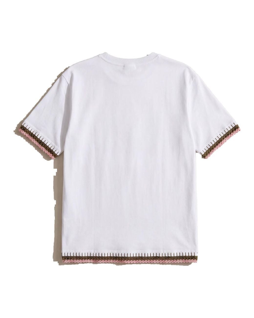 Ana Chic White Bloom Handmade Crochet Applique Cotton Tee