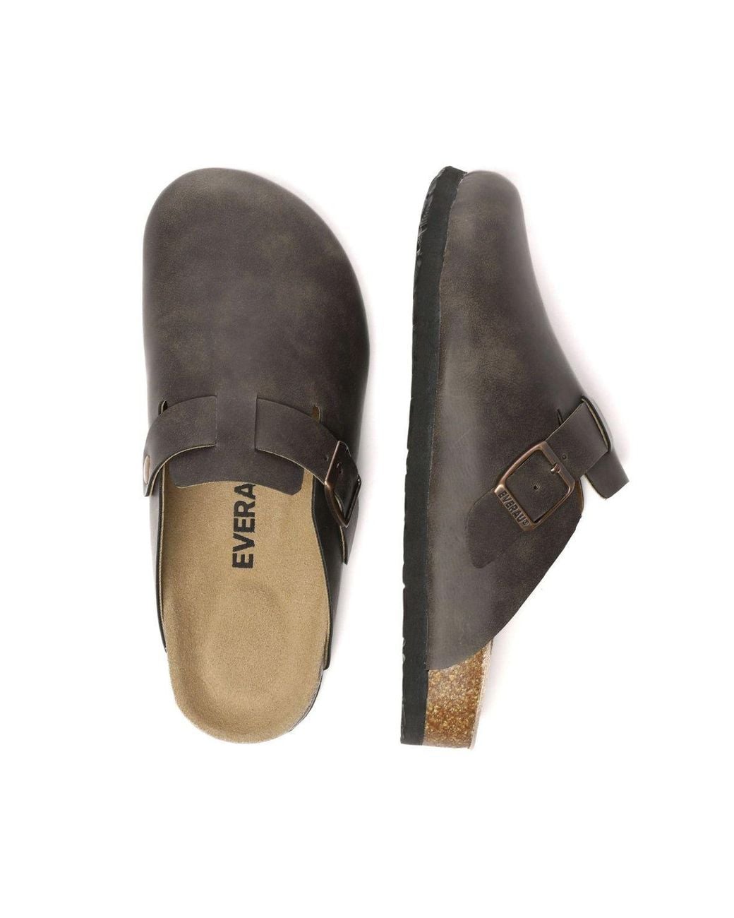 EverAu Australia Brown Pintail Leather Comfort Clog Sandals