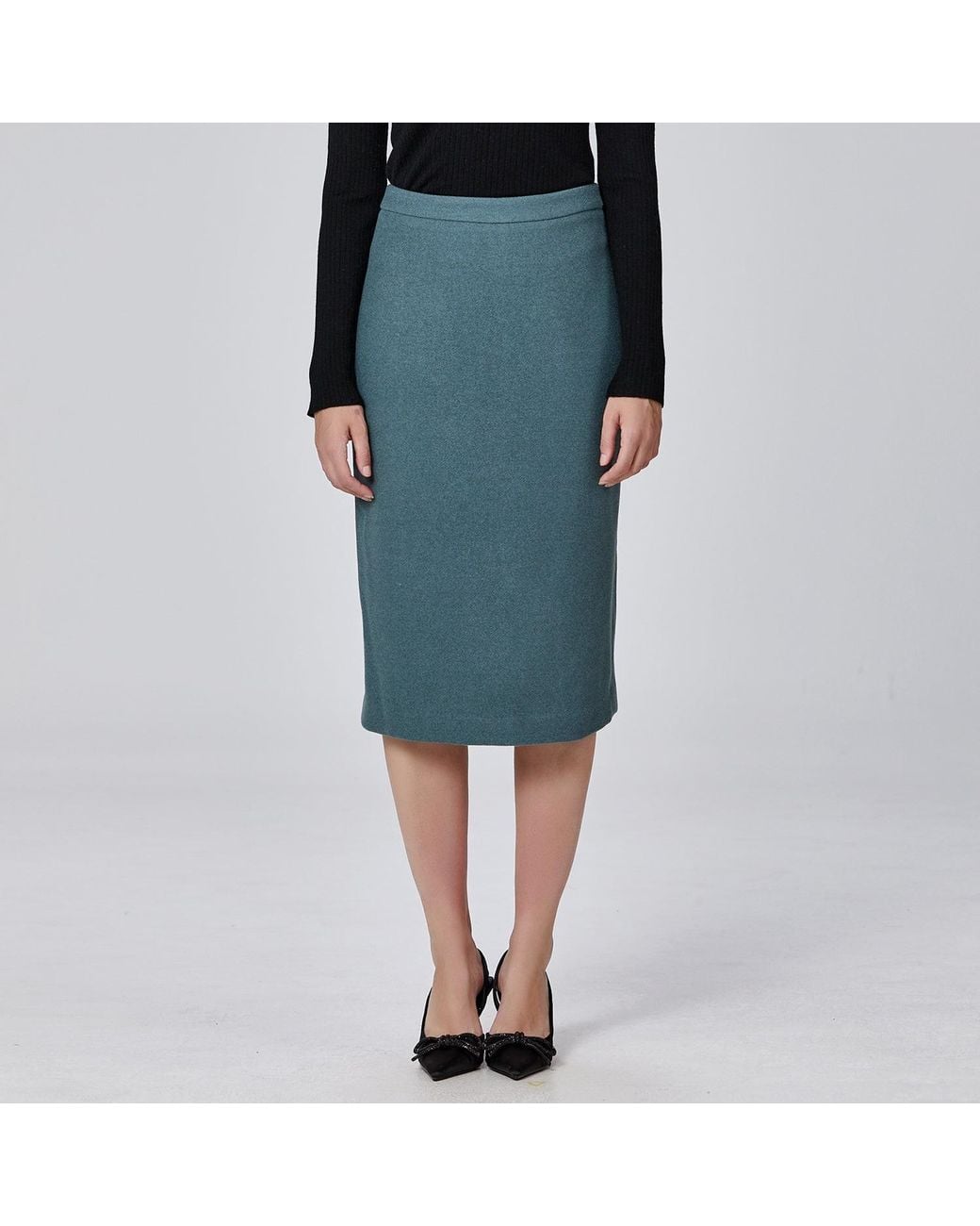 Smart and Joy Blue Straight Minimalist Skirt