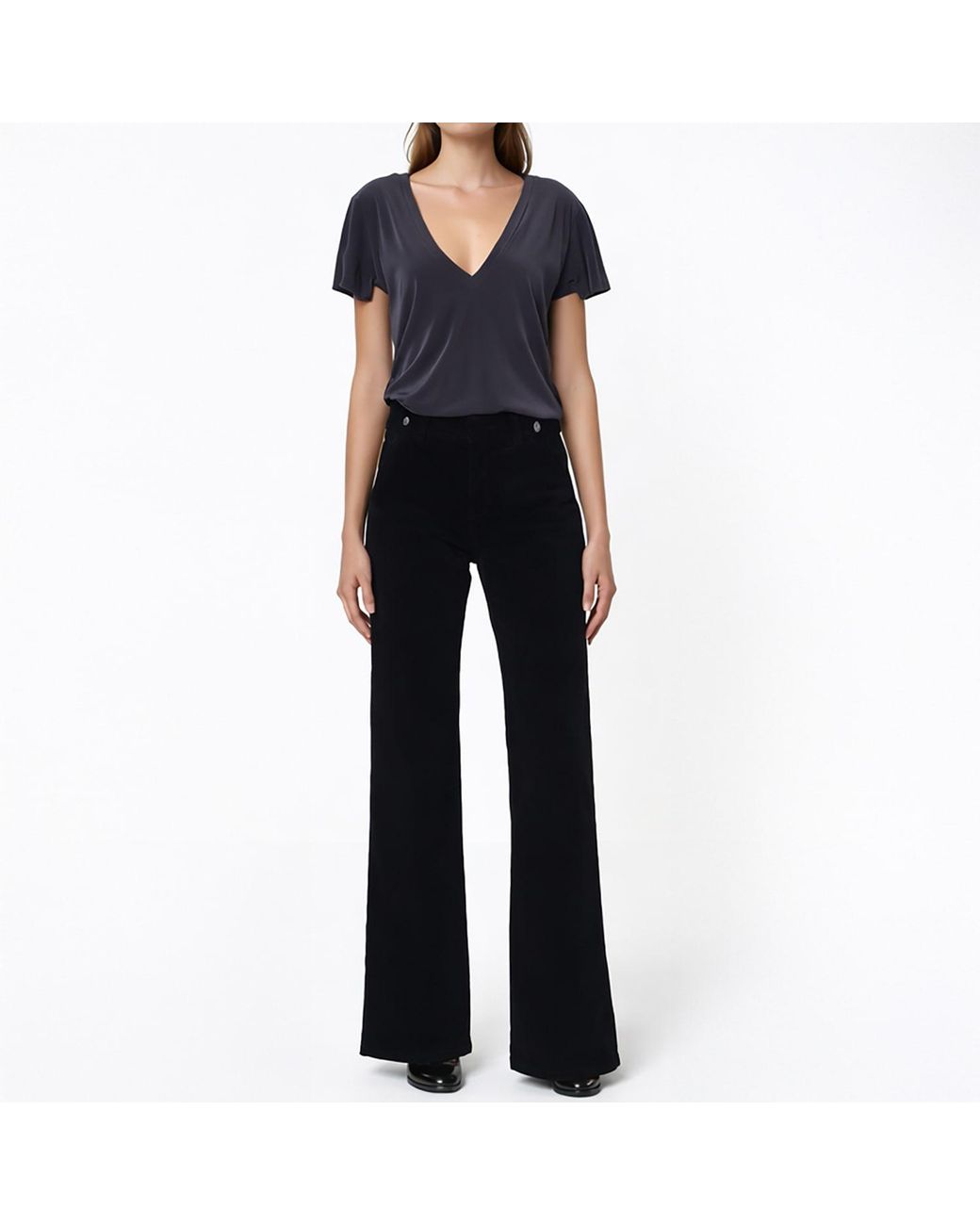 NOEND Blue Dina High Waisted Wide Corduroy