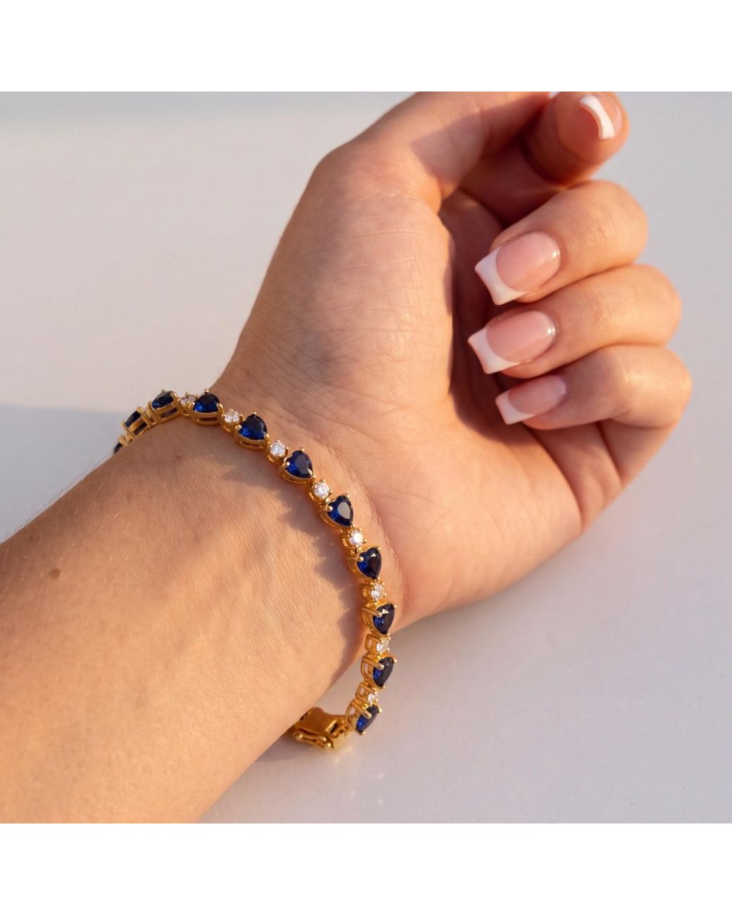 Latelita London Blue Asscher Cut Heart Tennis Bracelet Sapphire