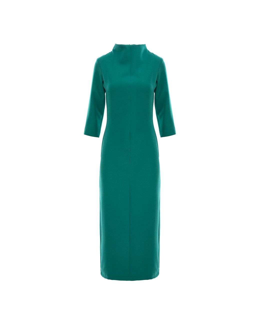 concept A trois Green Fitted Dress With Three-Quarter Sleeves And Slits