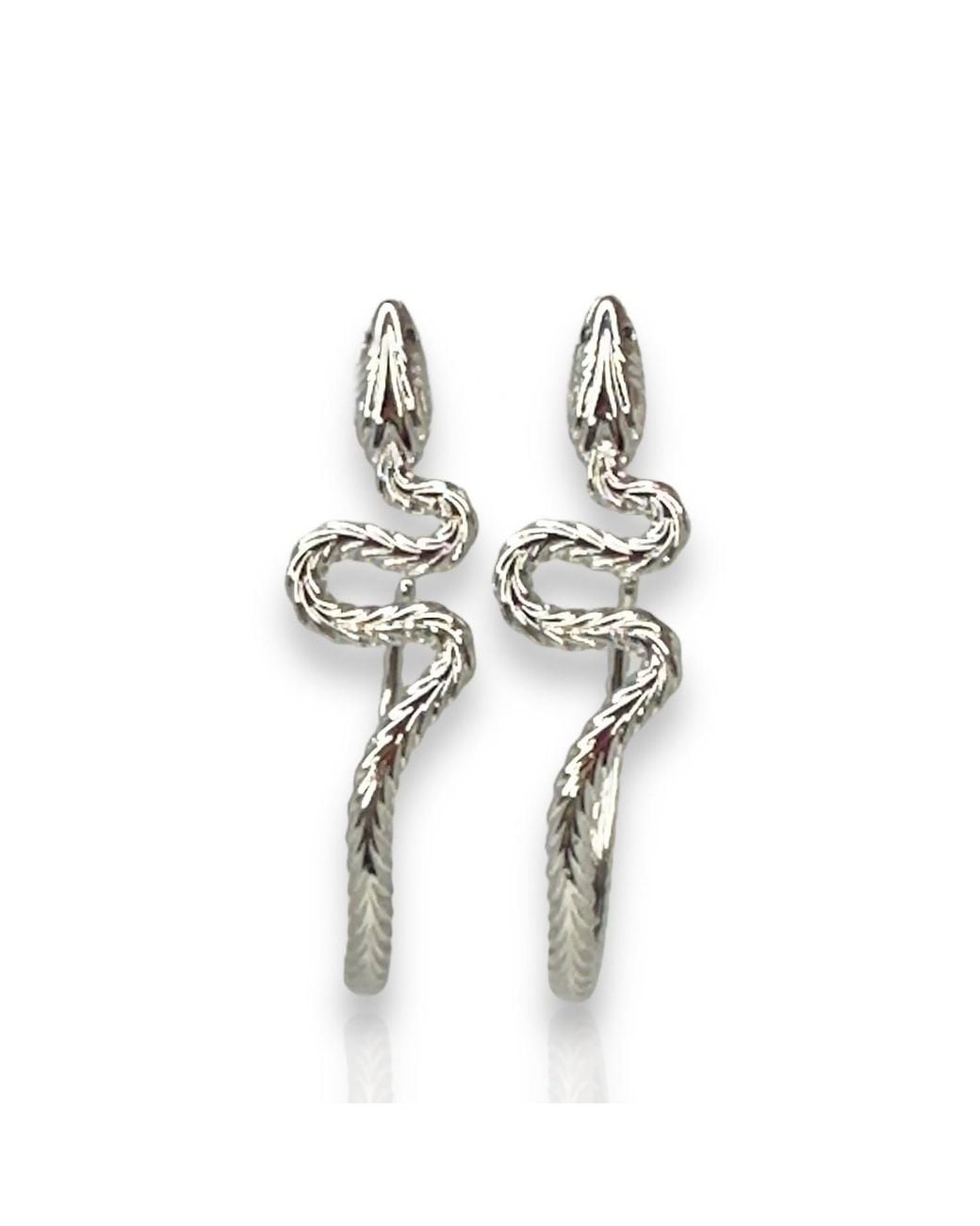 Jagged Halo Jewelry White Serpent Hoop Earrings