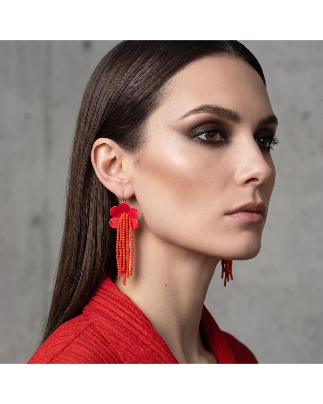 Iliana Arrazola Orange Flowers Dangle Earrings, And, Glass Beads, Beaded Jewelry
