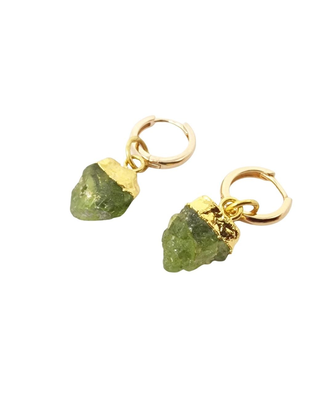 Sophelia Metallic Raw Peridot August Birthstone Plated Huggies