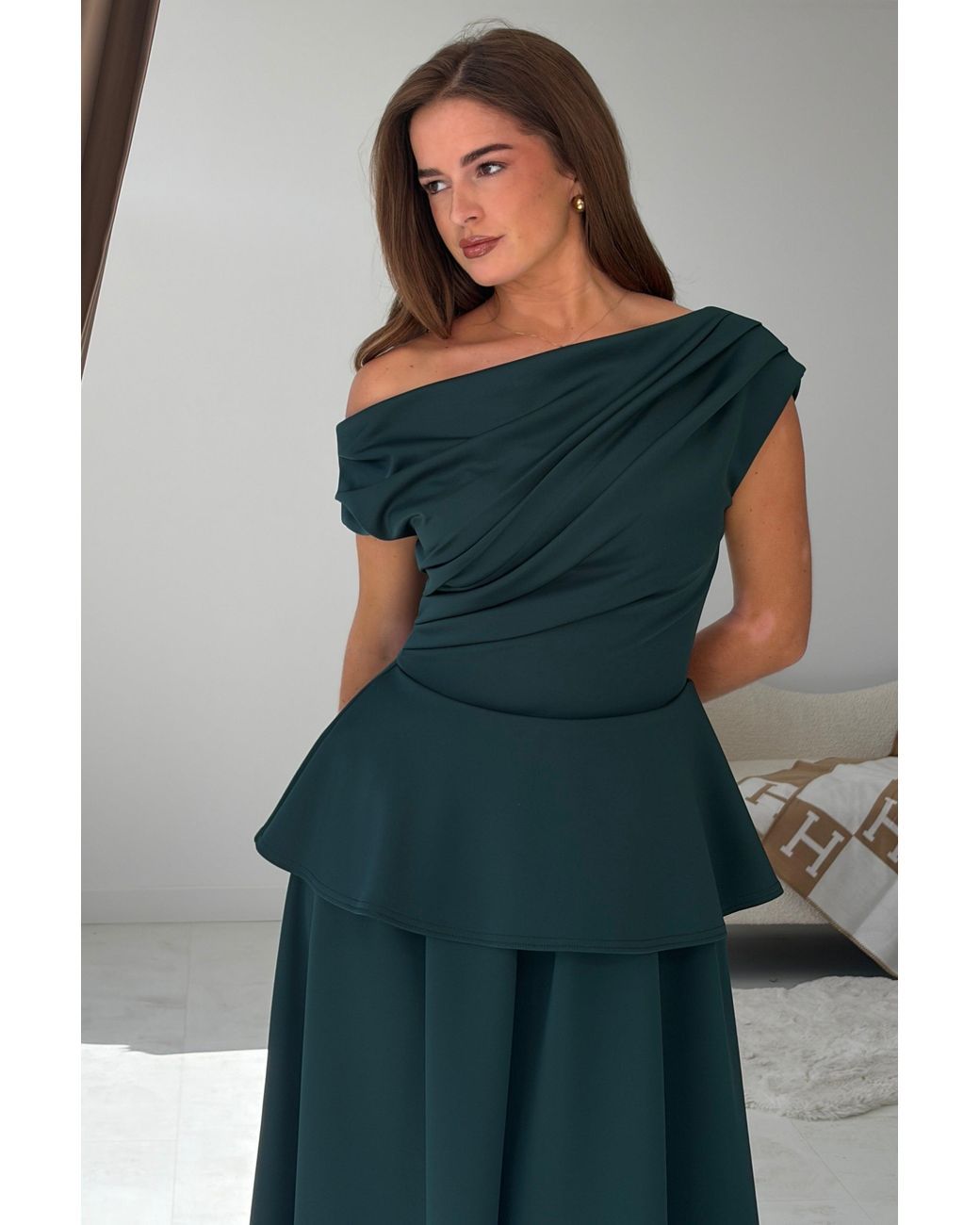 Girl In Mind Blue Connie Peplum Midi Dress