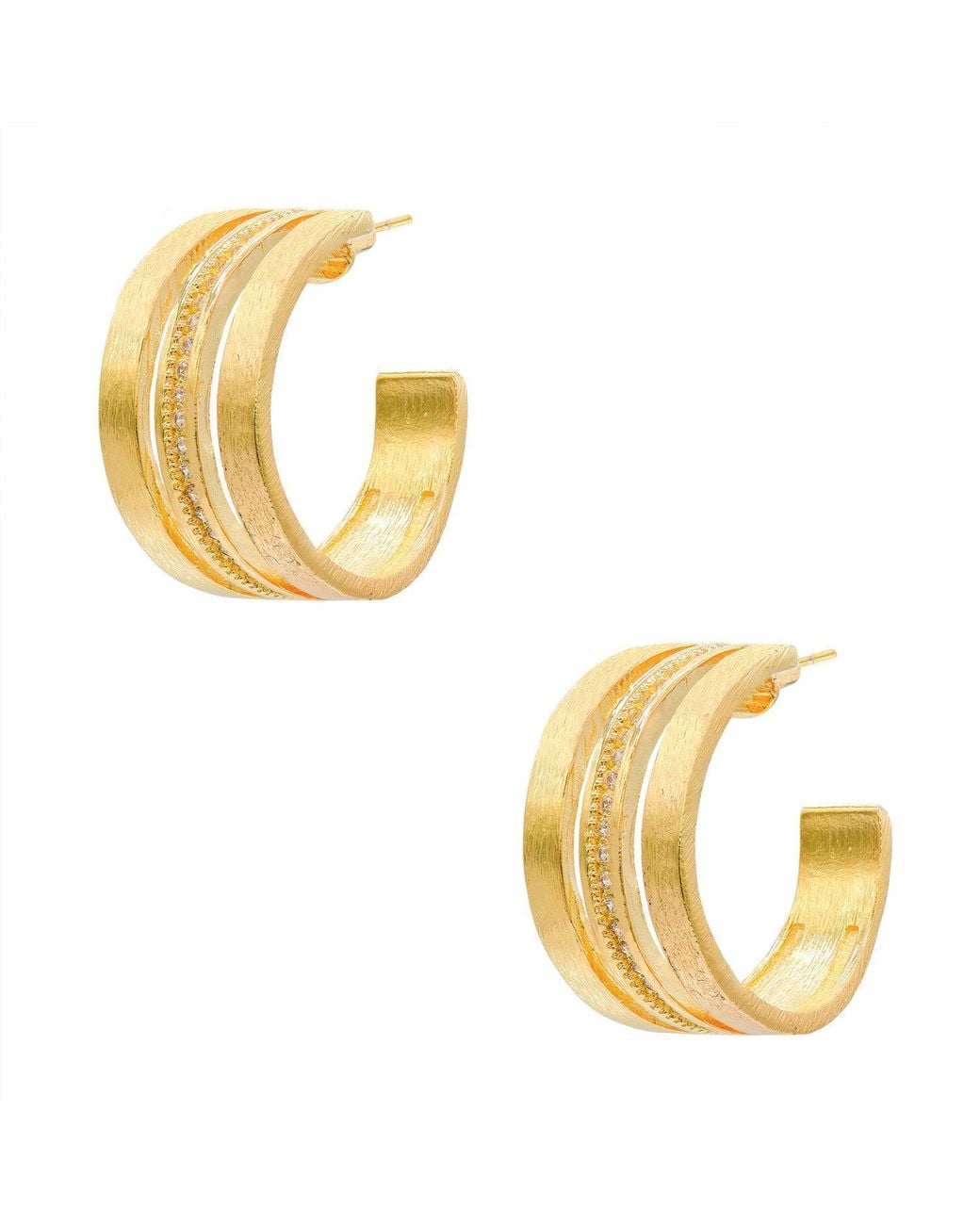 Marcia Moran Metallic Cubic Zirconia Hoop Earrings