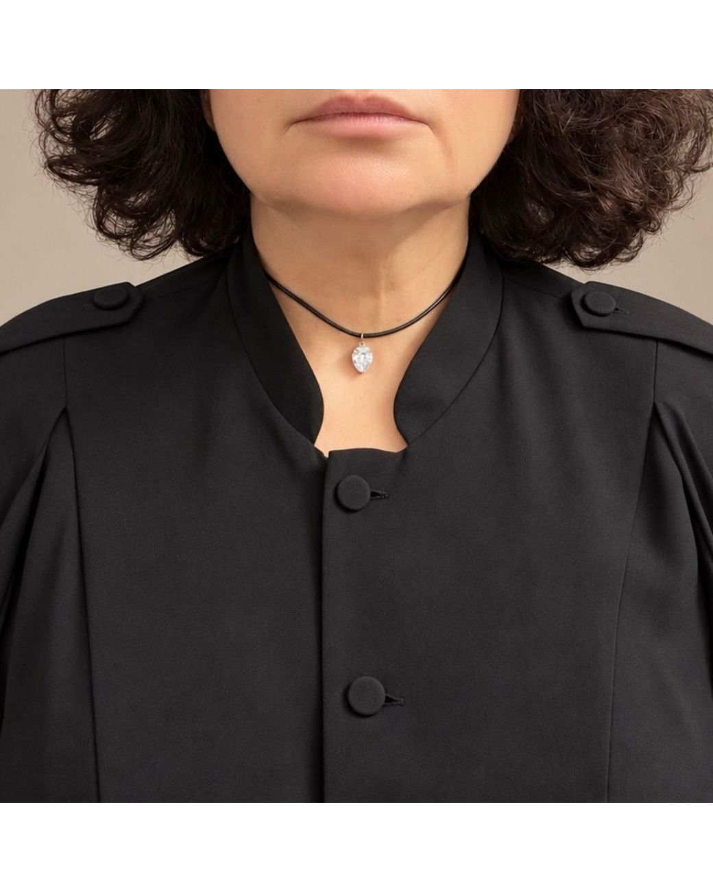Jagged Halo Jewelry Metallic Bombshell Pear Cz Faux Leather Choker Plated Stainless Steel