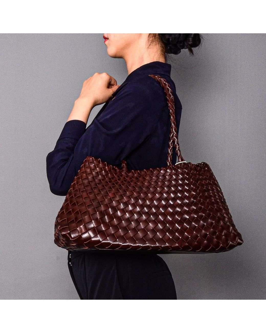 Rimini Brown Hand Woven Shoulder Bag 'Donna'