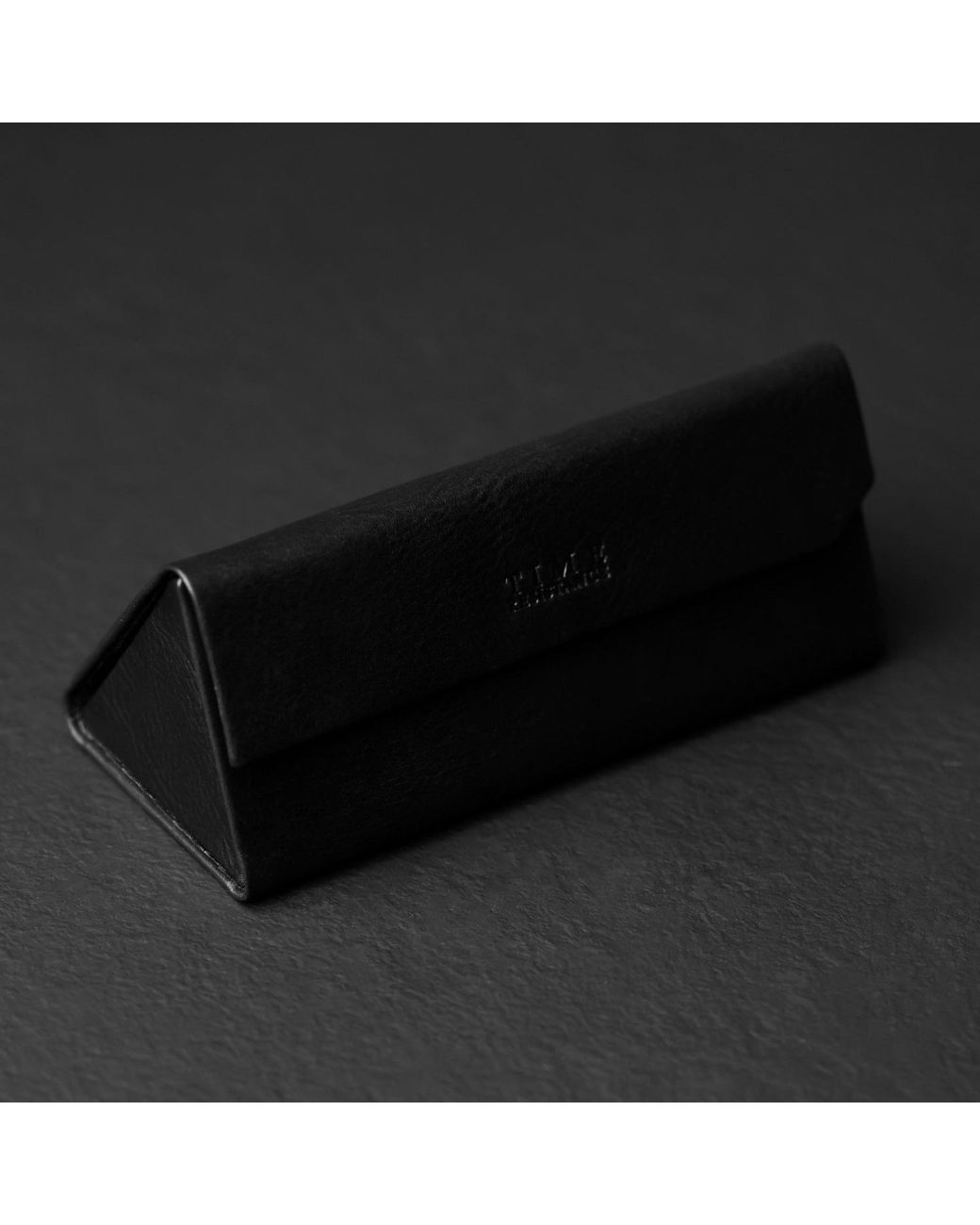 Time Resistance Black Foldable Leather Glasses Case for men