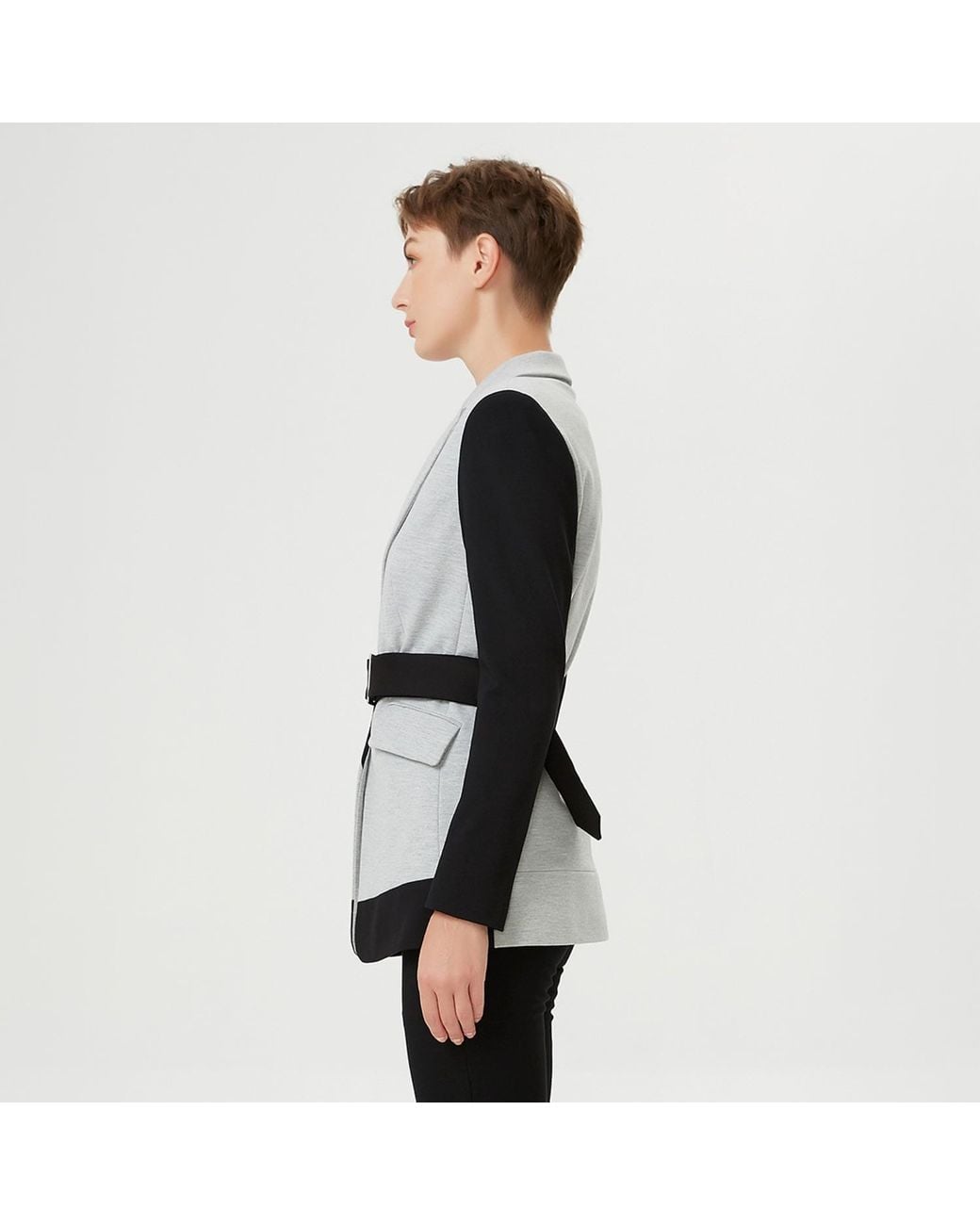 Smart and Joy Black Color Block Tailor Jacket