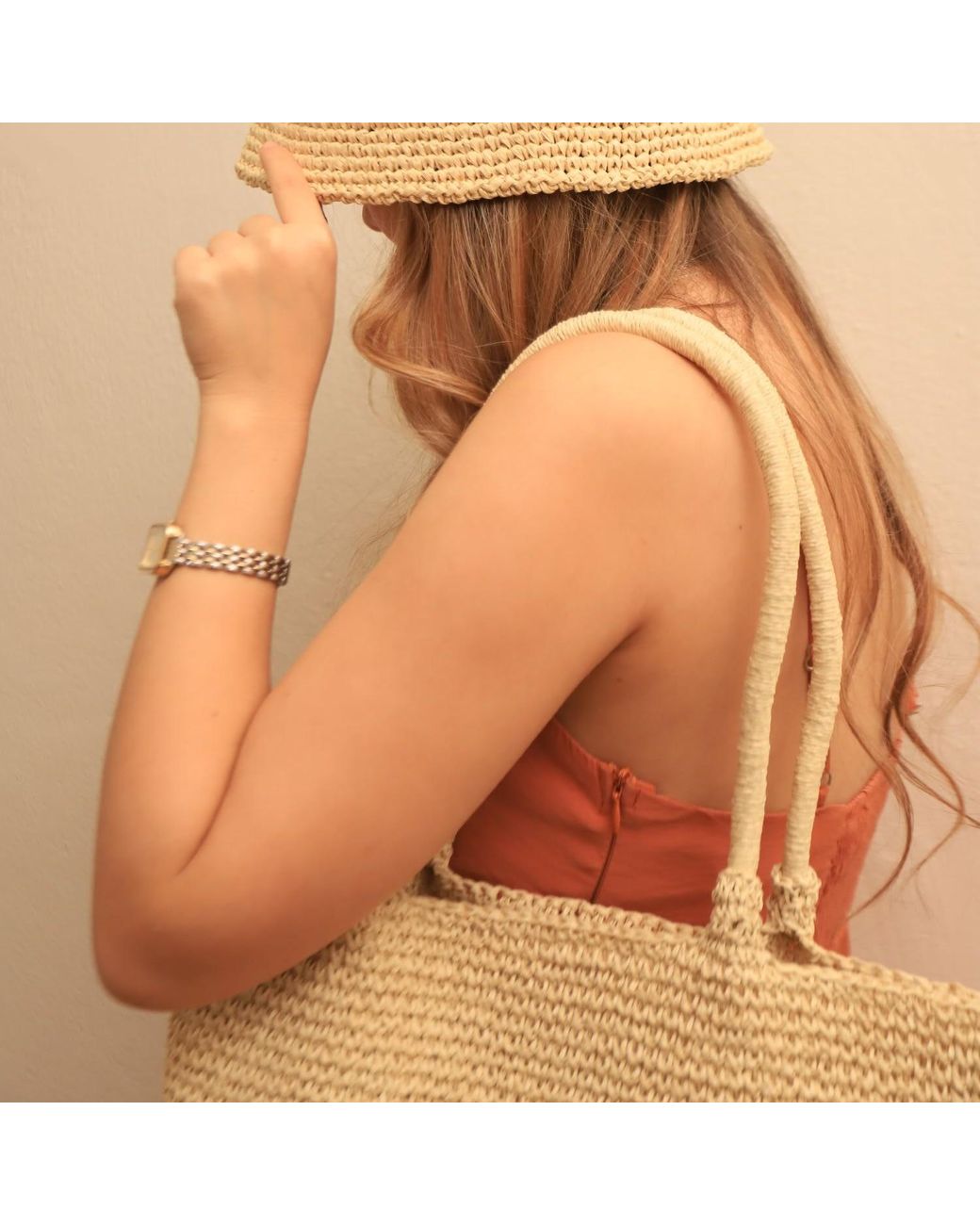 Springmoonatelier Natural Neutrals Raffia Summer Sun Cream Bag