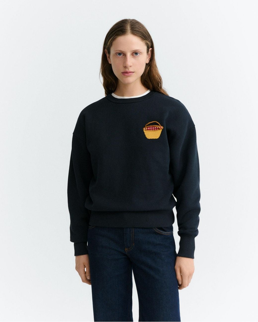 Thinking Mu Blue Embroidered Basket Jodie Sweatshirt