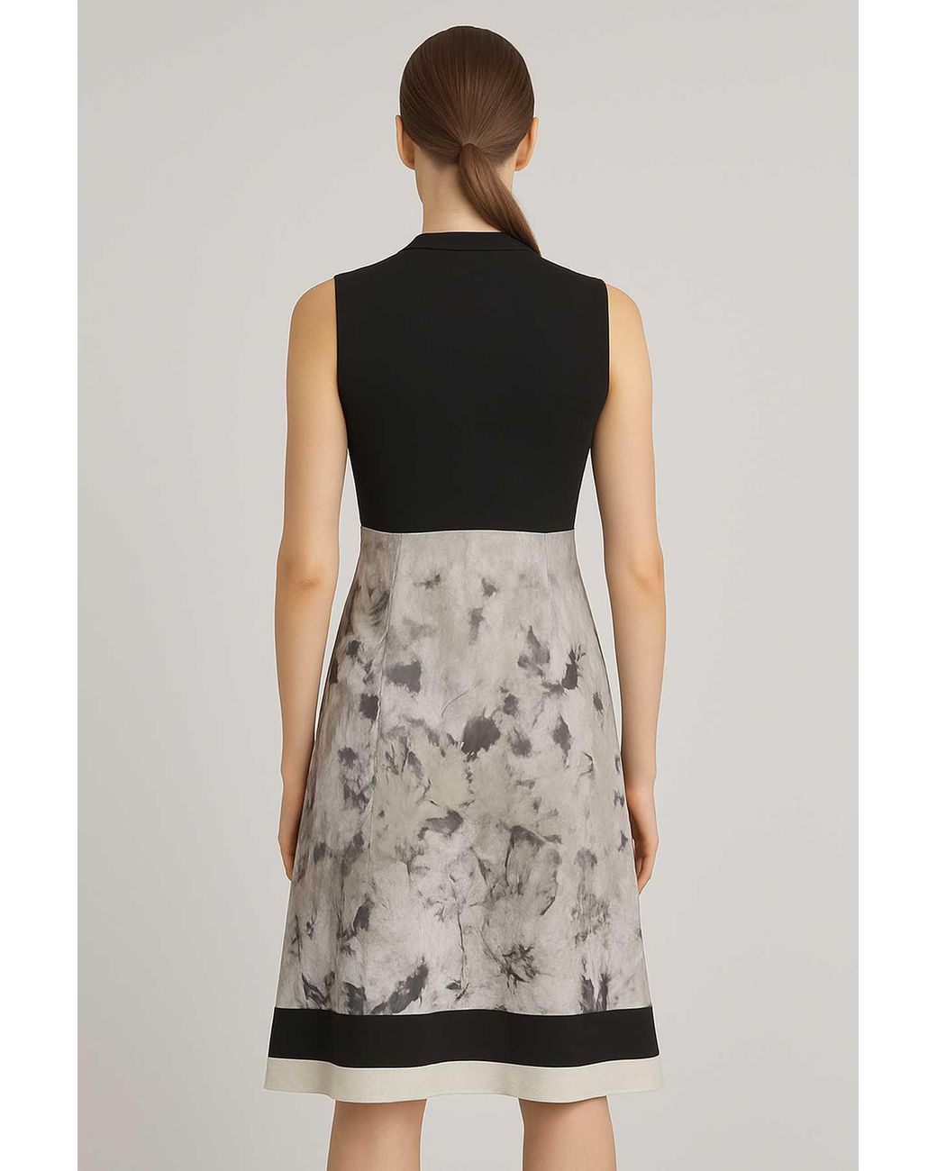 Conquista Black Floral Print Viscose-Elastane Jersey Dress