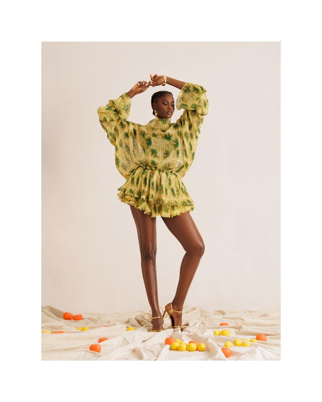 Mohala Grey Yellow Kahe Shorts Set