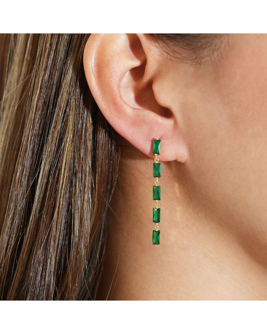 Argento Vivo White The Baguette Drop Earring