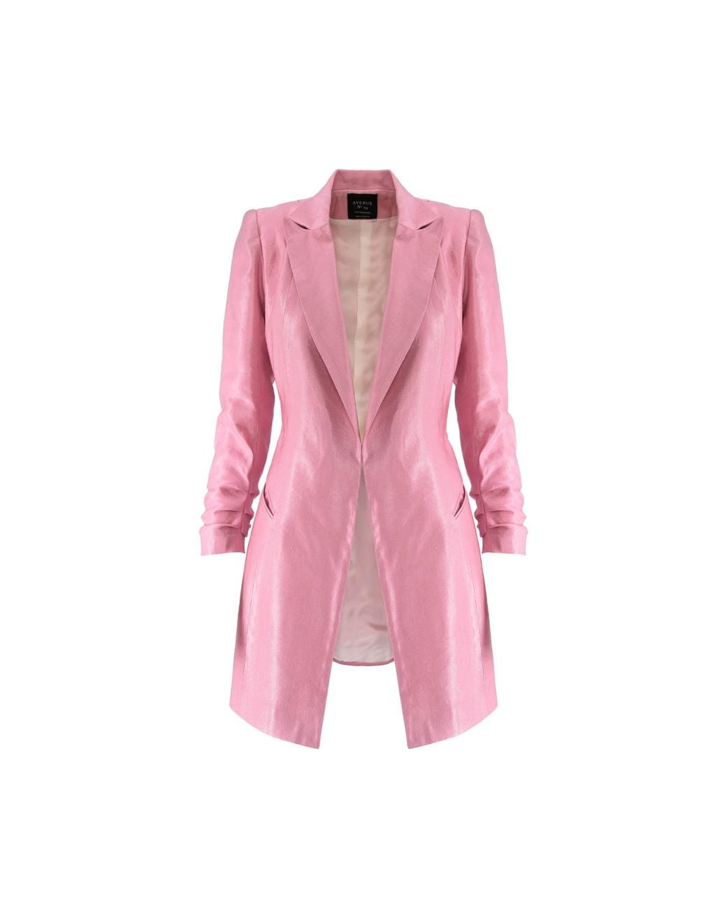 AVENUE No.29 Pink Metallized Linen Blazer Dress With Bow