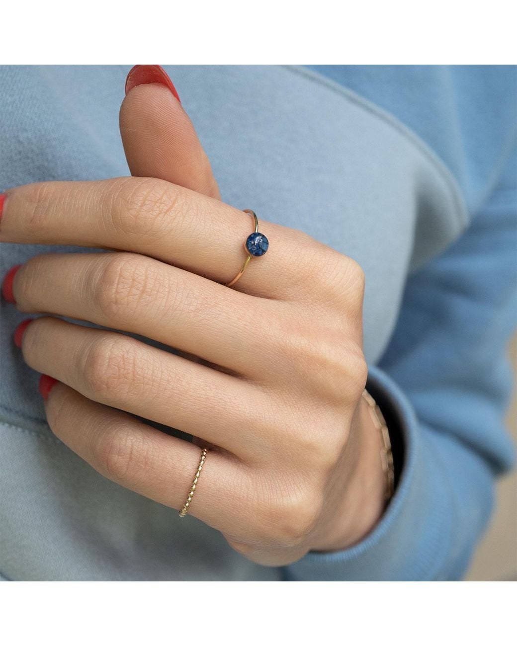 Kate Koel Blue Tiny Gemstone Ring