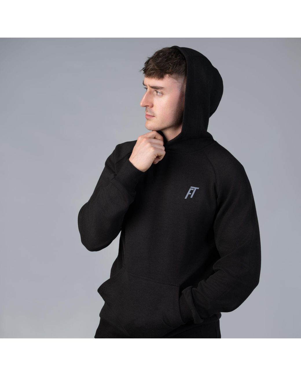 Foster Taylor Black Sports Double Interlock Hoody for men