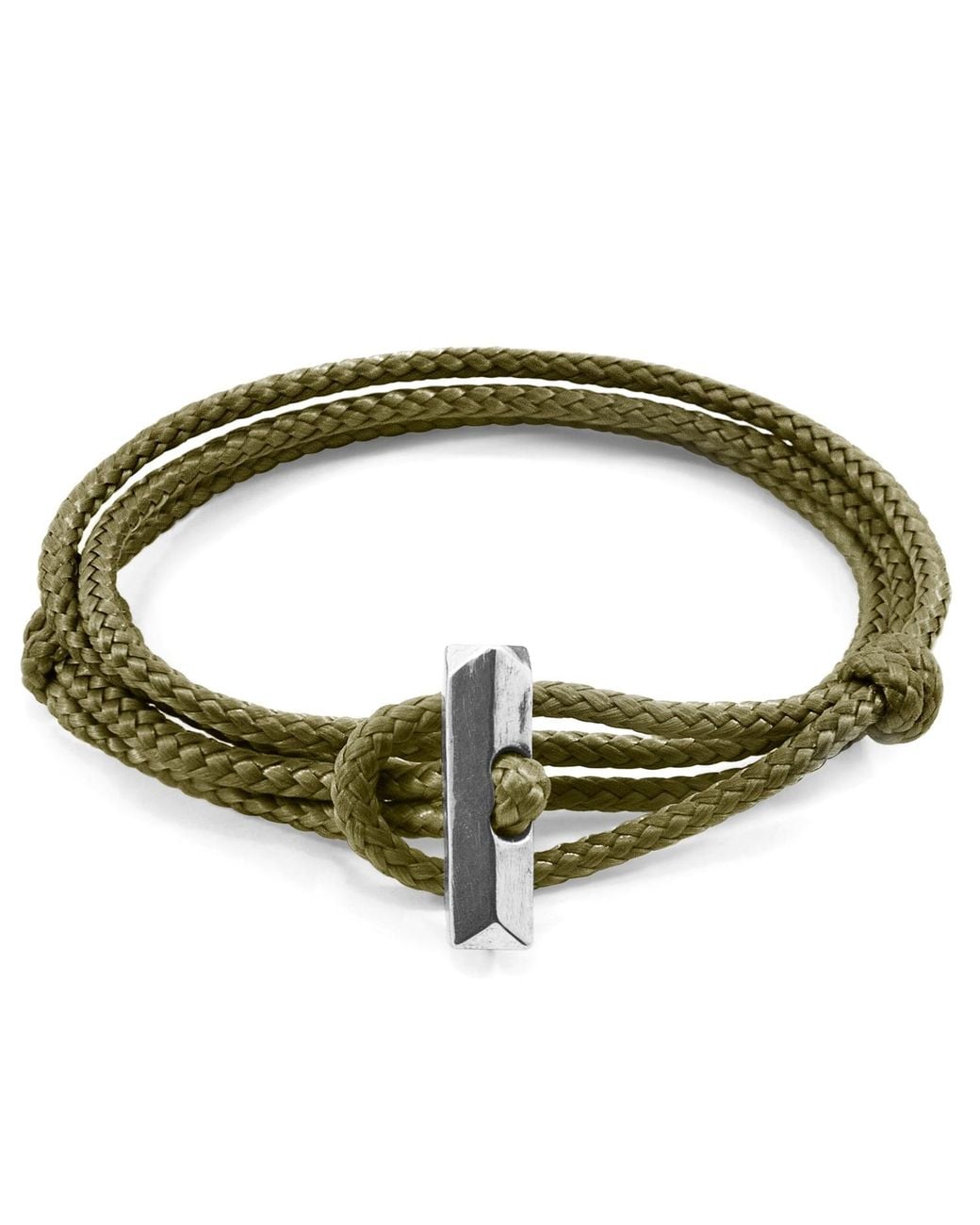 Anchor and Crew Green Khaki Oxford & Rope Bracelet for men