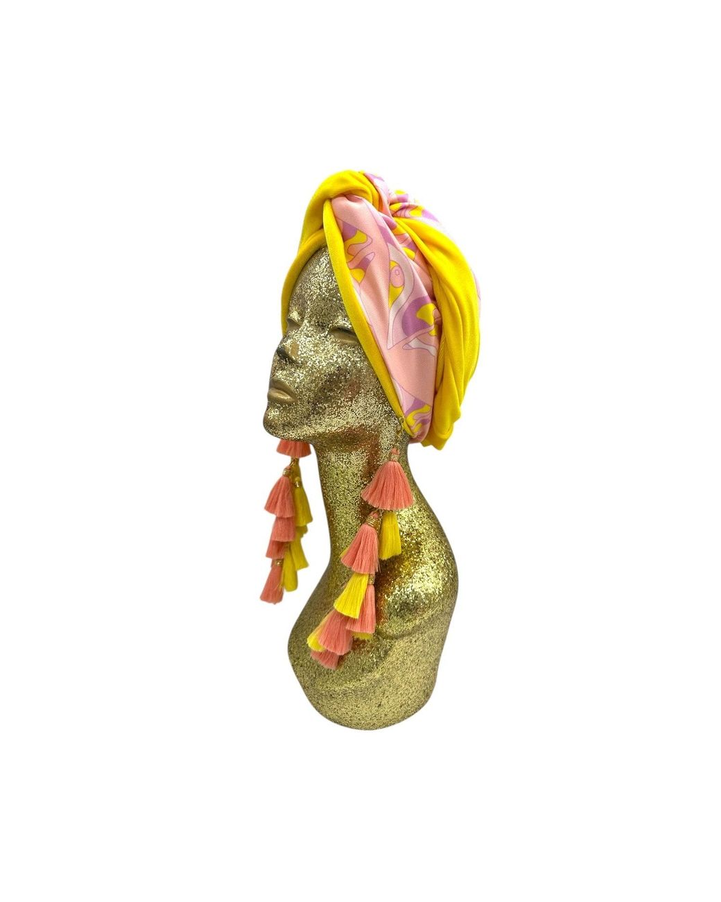 Julia Clancey Yellow Limon Martini Sunshine Chacha Reversible Turban