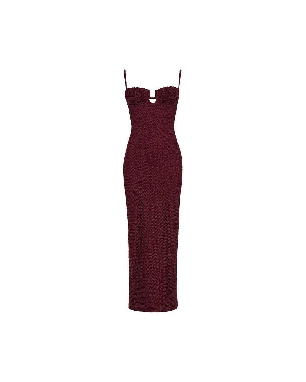 Montce Purple Crochet Petal Long Slip Dress