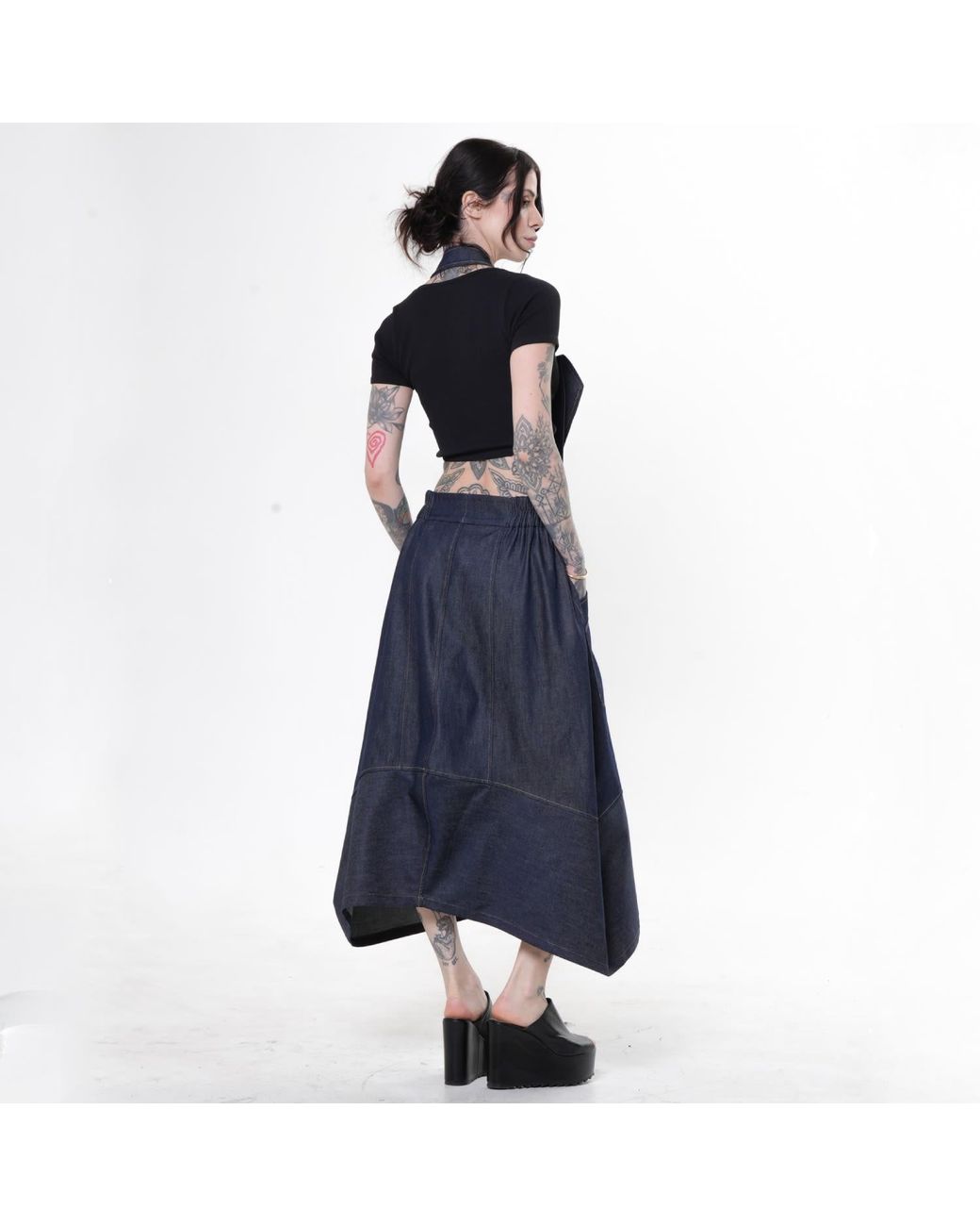 Metamorph Blue Avant-Garde Denim Pinafore Dress