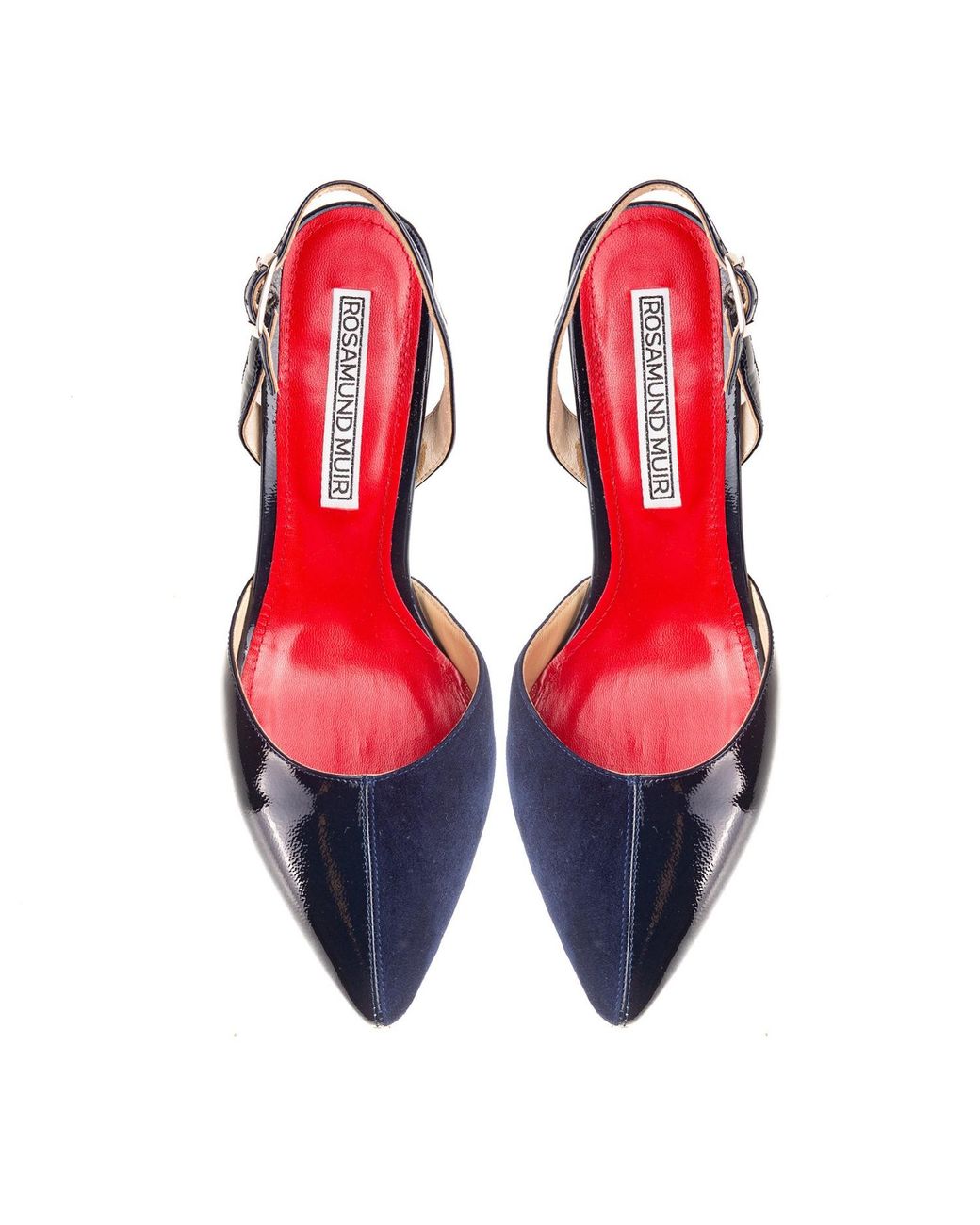 Rosamund Muir London Blue Augusta Duo-Texture Slingback Heels