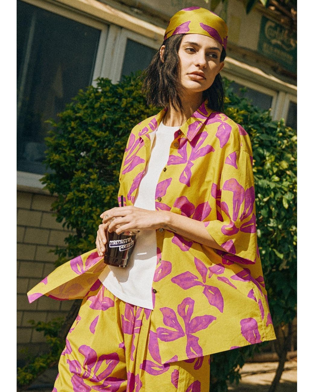 Lost Pattern Metallic Tropical Bliss Oversized Shirt