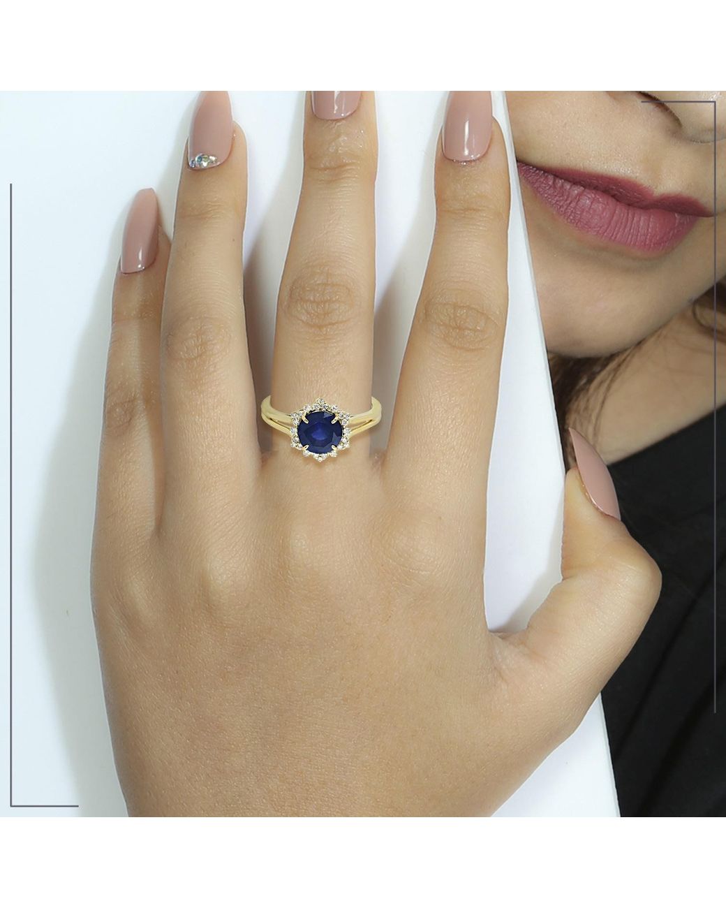 Artisan Blue Sapphire & Diamond Halo Solitaire Ring