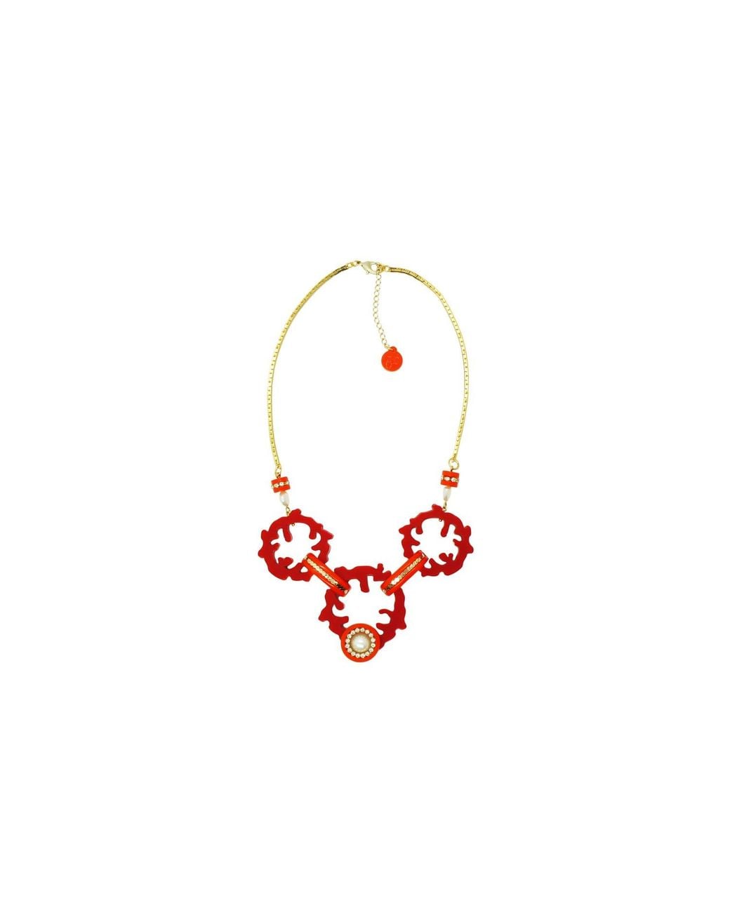 Gissa Bicalho Red Handmade Necklace Hoop Coral