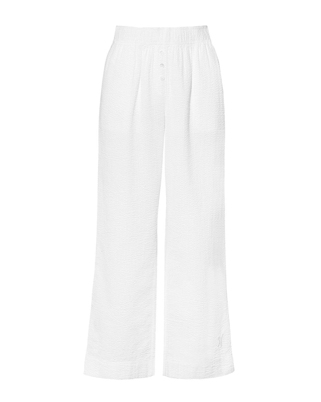 Nudea White Seersucker Button Trouser