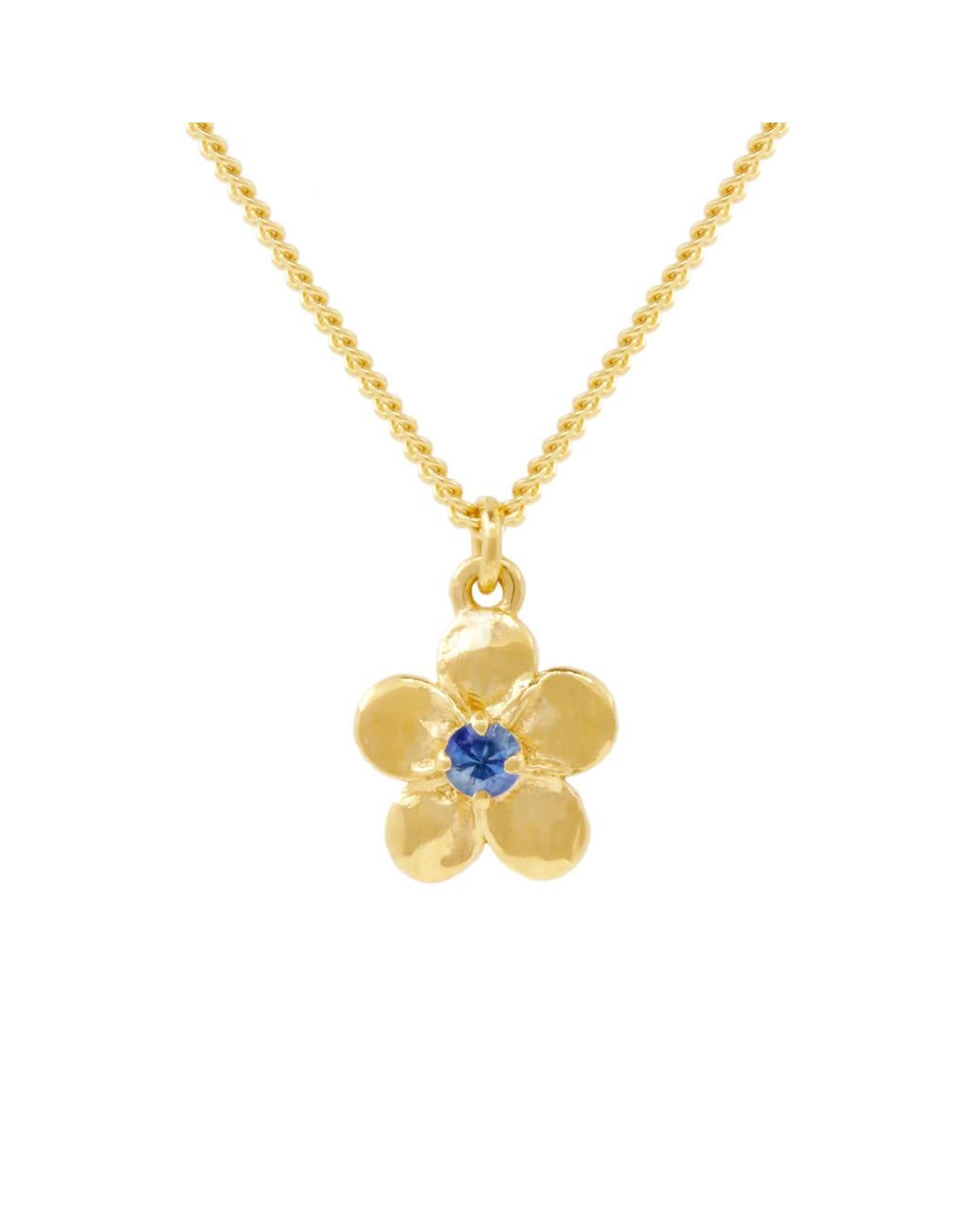 Lee Renee Metallic Forget Me Not Necklace – Single Sapphire–