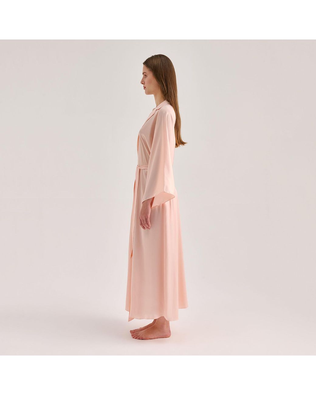 Avenue 8 Pink Silk Maxi Collar Robe