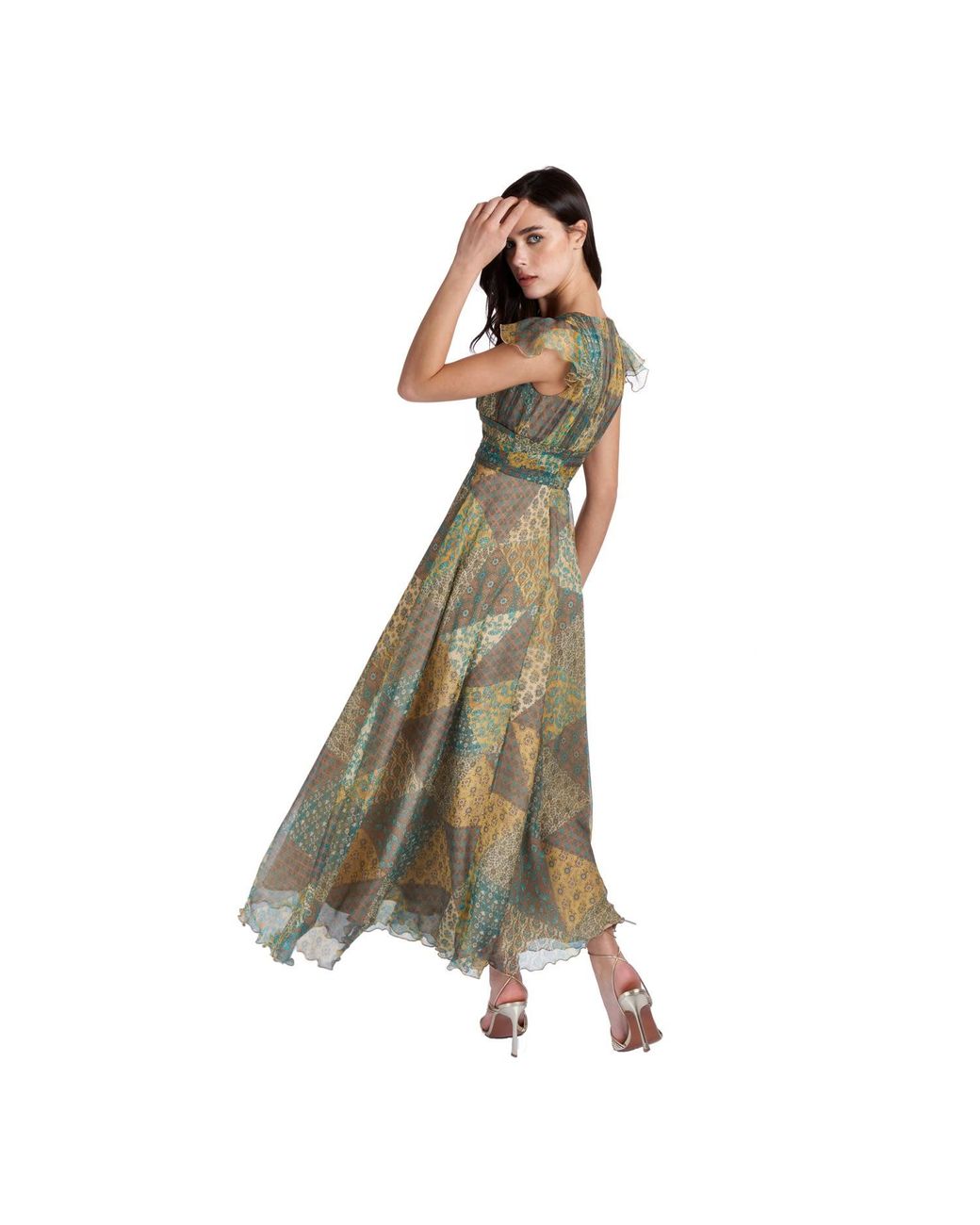 Sofia Tsereteli Green Crepon Silk Dress