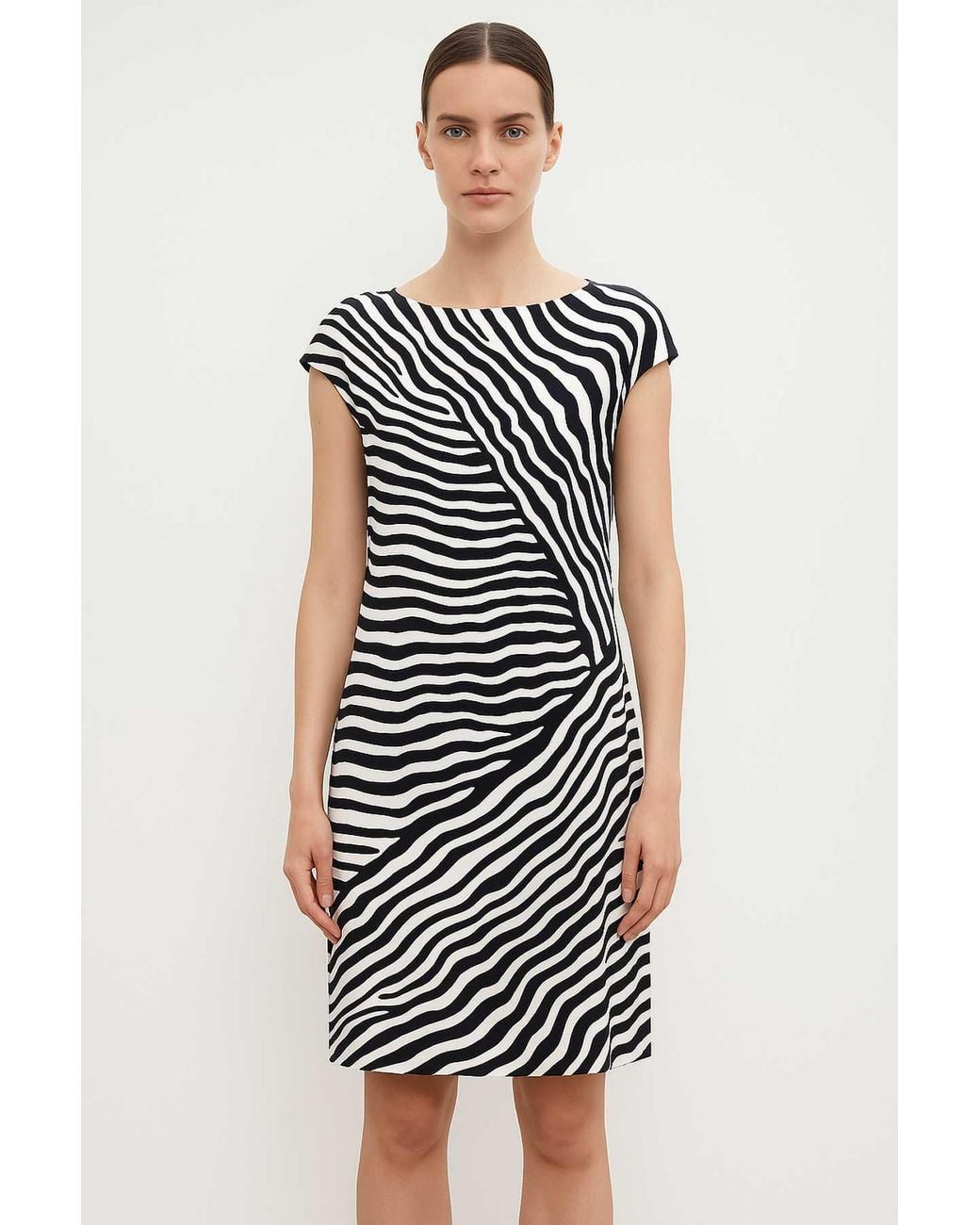 Conquista Black Dark & Abstract Zebra Print Dress