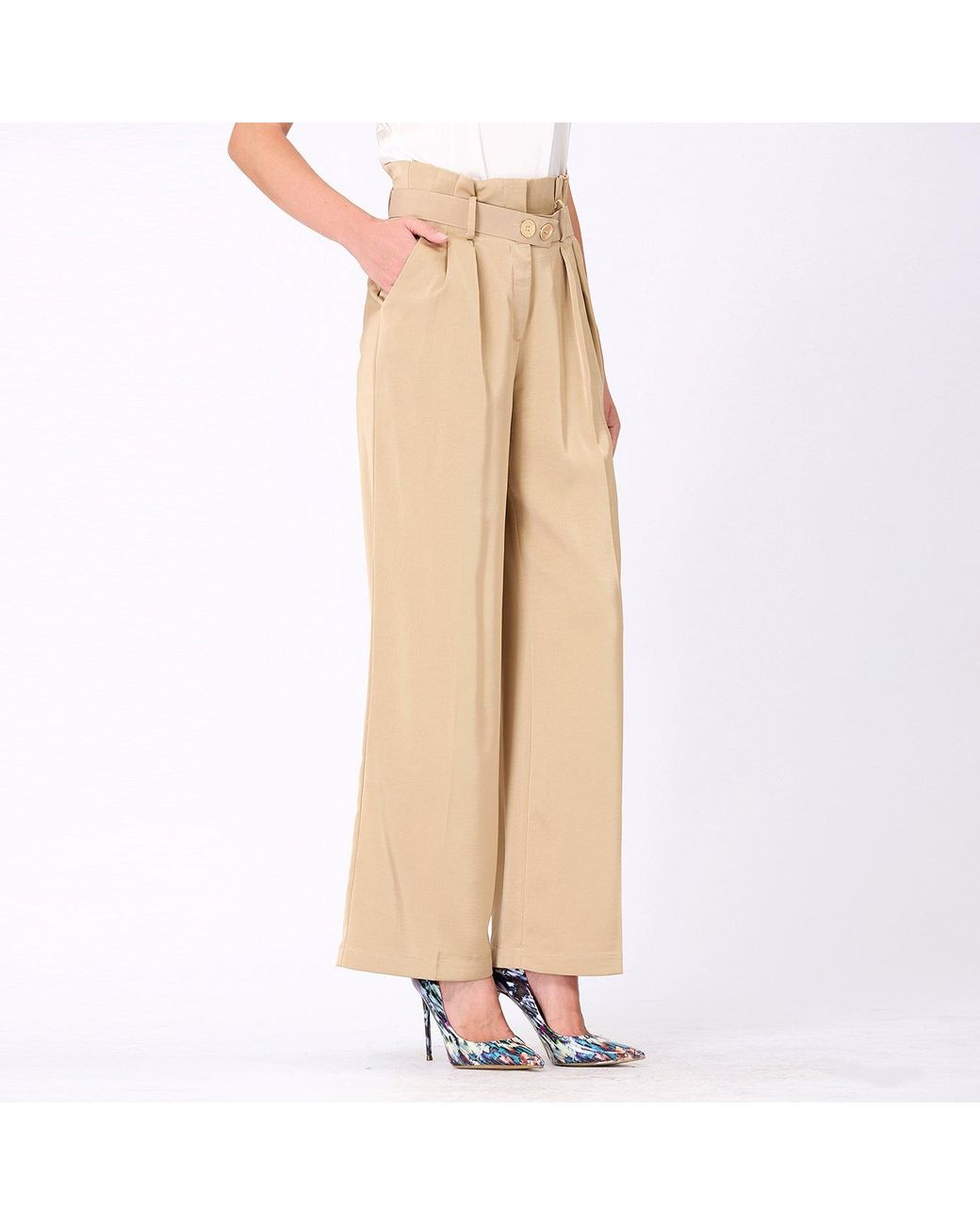 Smart and Joy Natural Pleats Straight Trousers