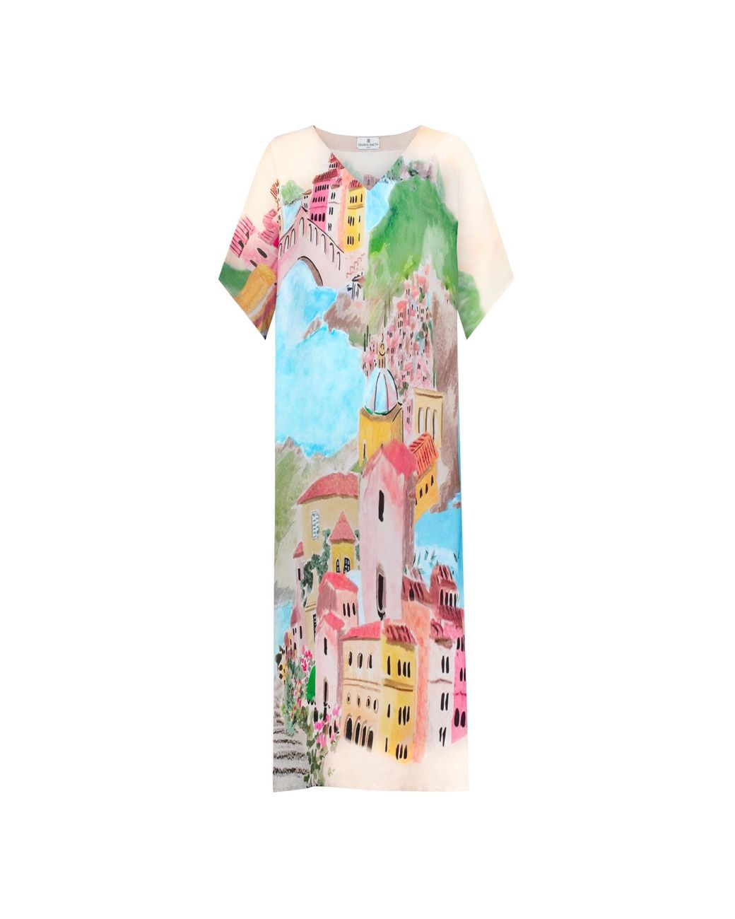 DHARA SHETH DUBAI Multicolor La Riviera Printed Long Kaftan Dress With Side Slits
