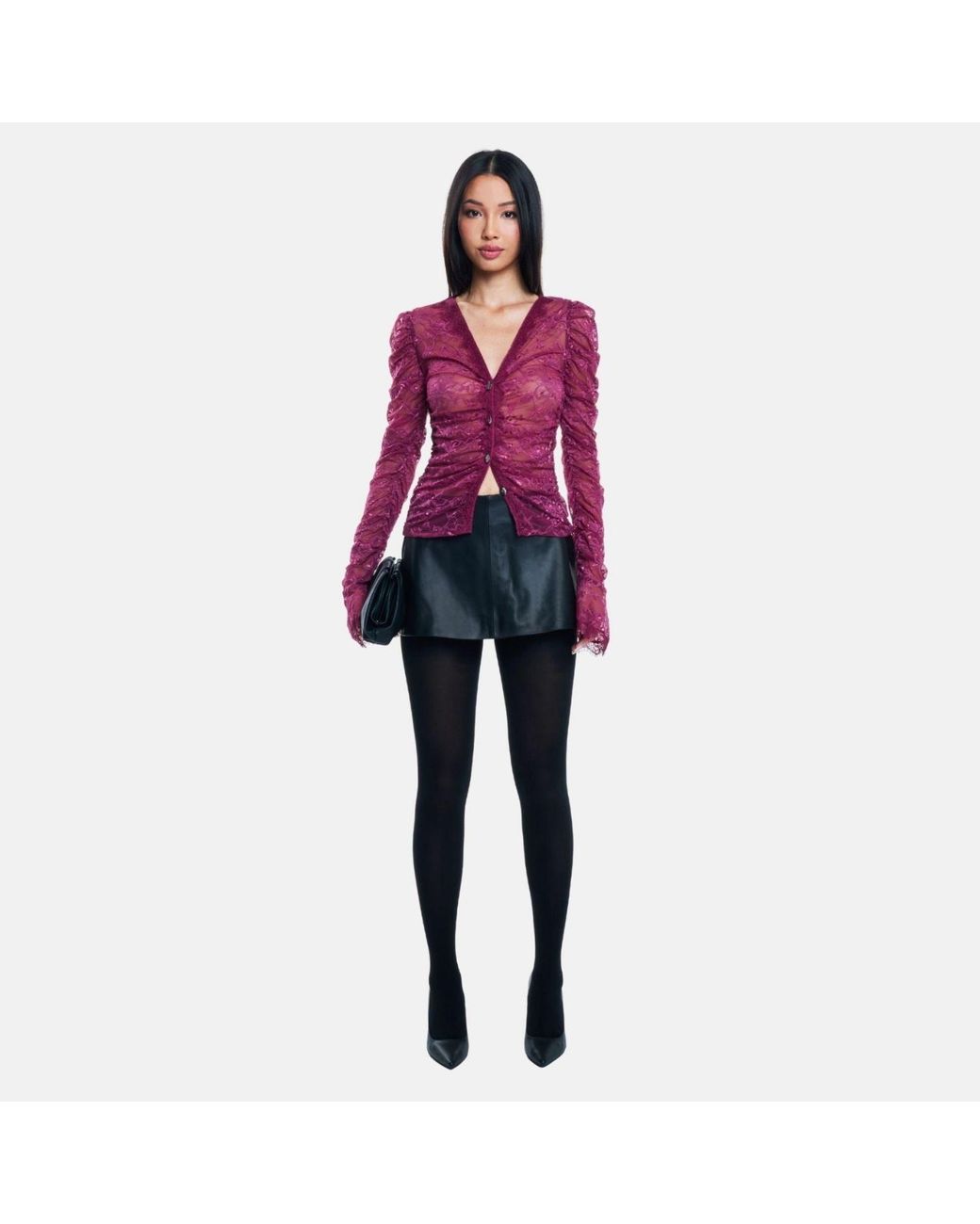 OW Collection Purple Audrey Lace Cardigan