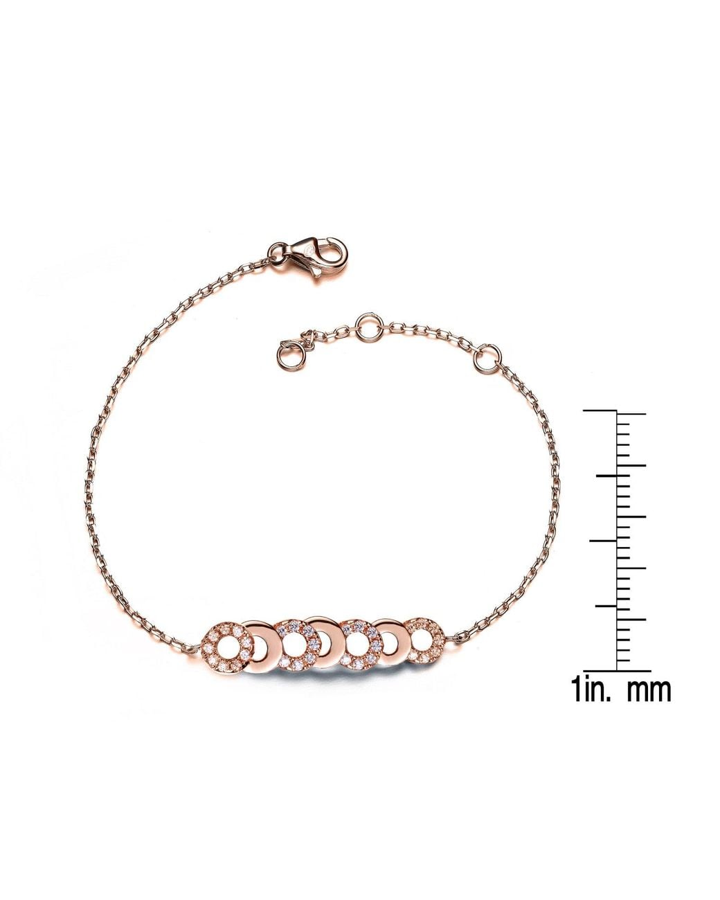 Genevive Jewelry Metallic Rose Sterling Rose Plated With Clear Cubic Zirconia Bracelet