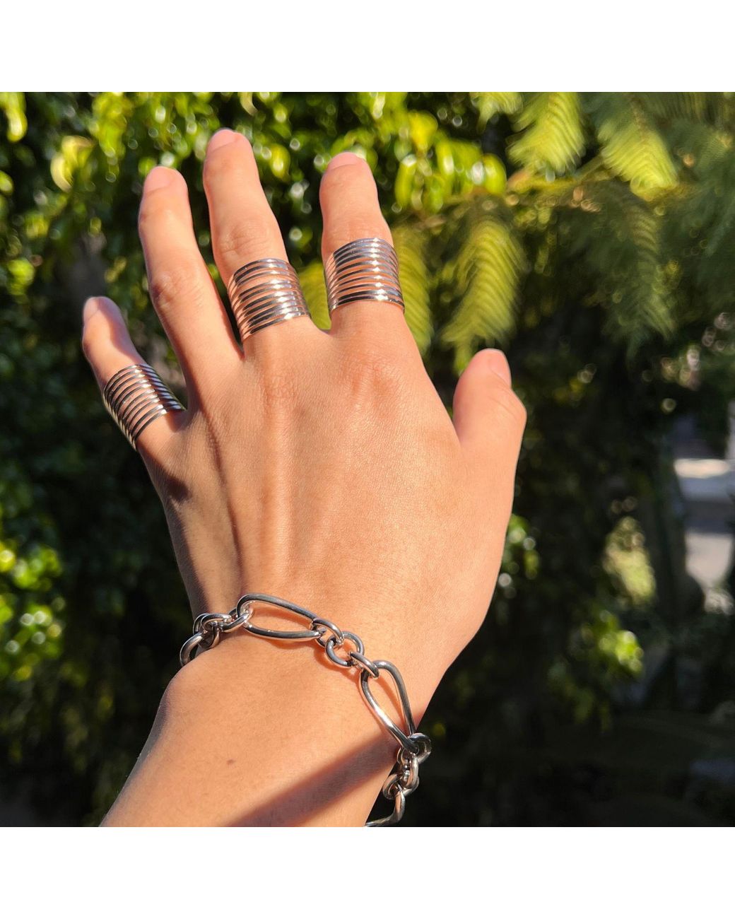 Jaredjamin White Mirage Ten Stacked Ring