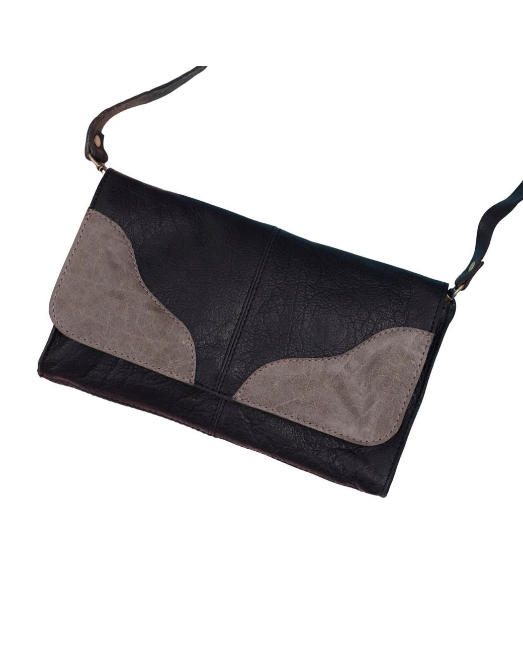 VIDA VIDA Blue Clutch Handbag & Leather