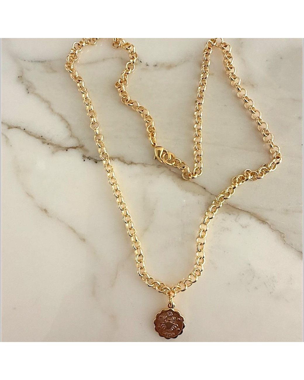 Alexie of Athens Metallic Leo Zodiac Mini Medallion Chain Necklace