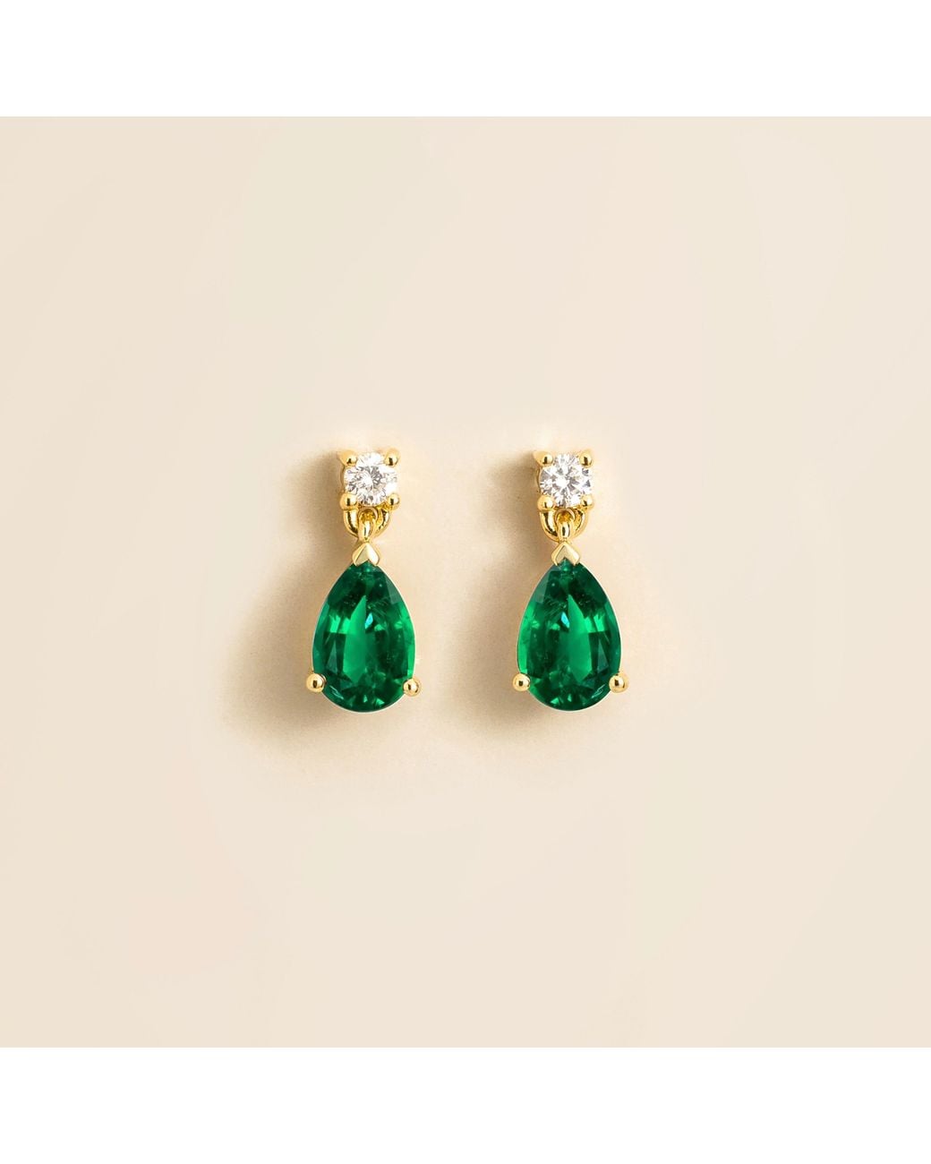Juvetti Green Pisa Emerald & Diamond Pear Drop Earrings