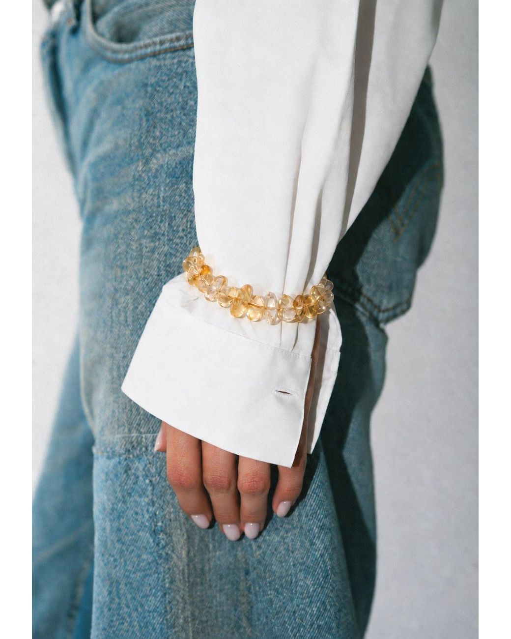 seree Metallic Champagne Citrine Beaded Bracelet